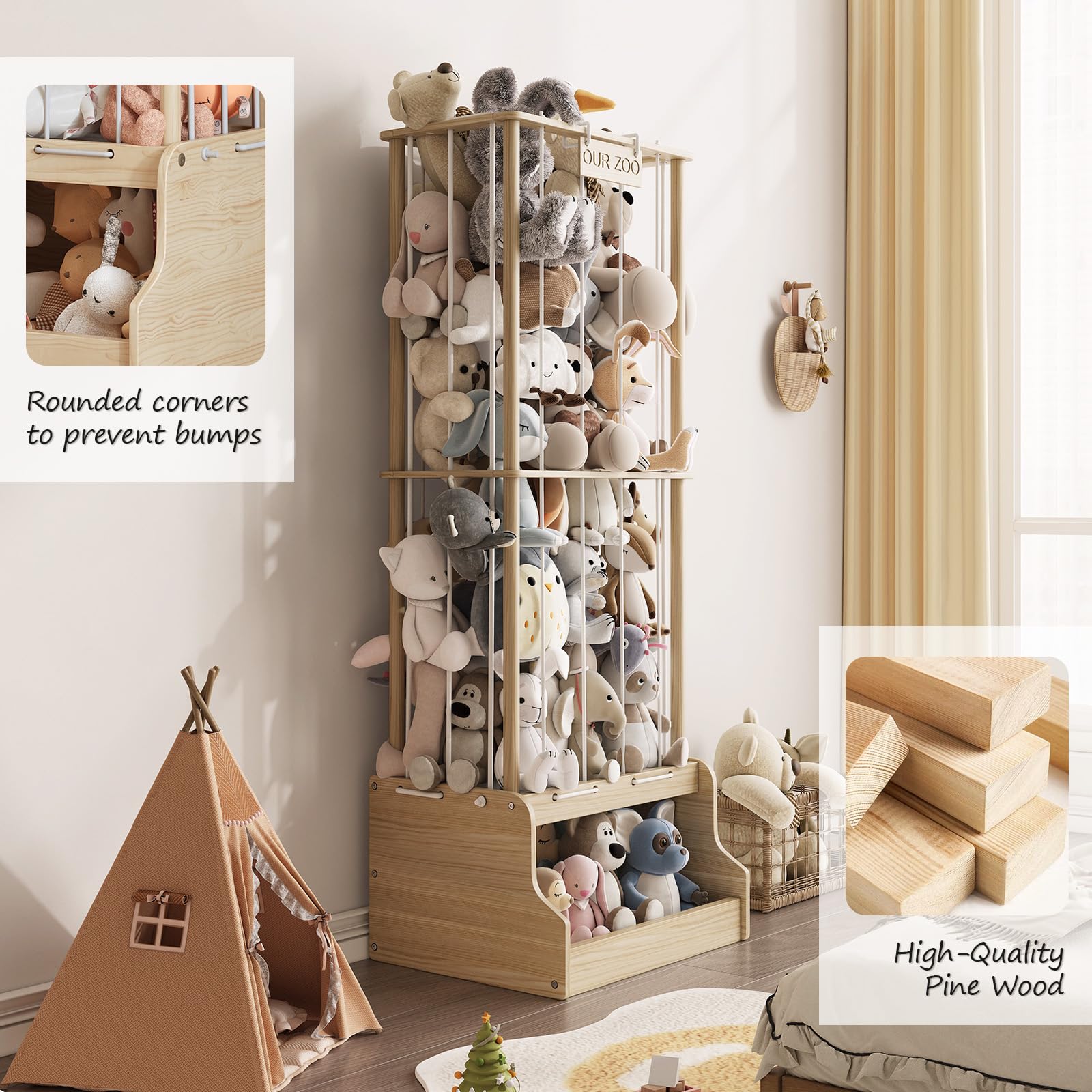 EXPERLAM stuffed animal zoo rounded edges prevent bumps during play