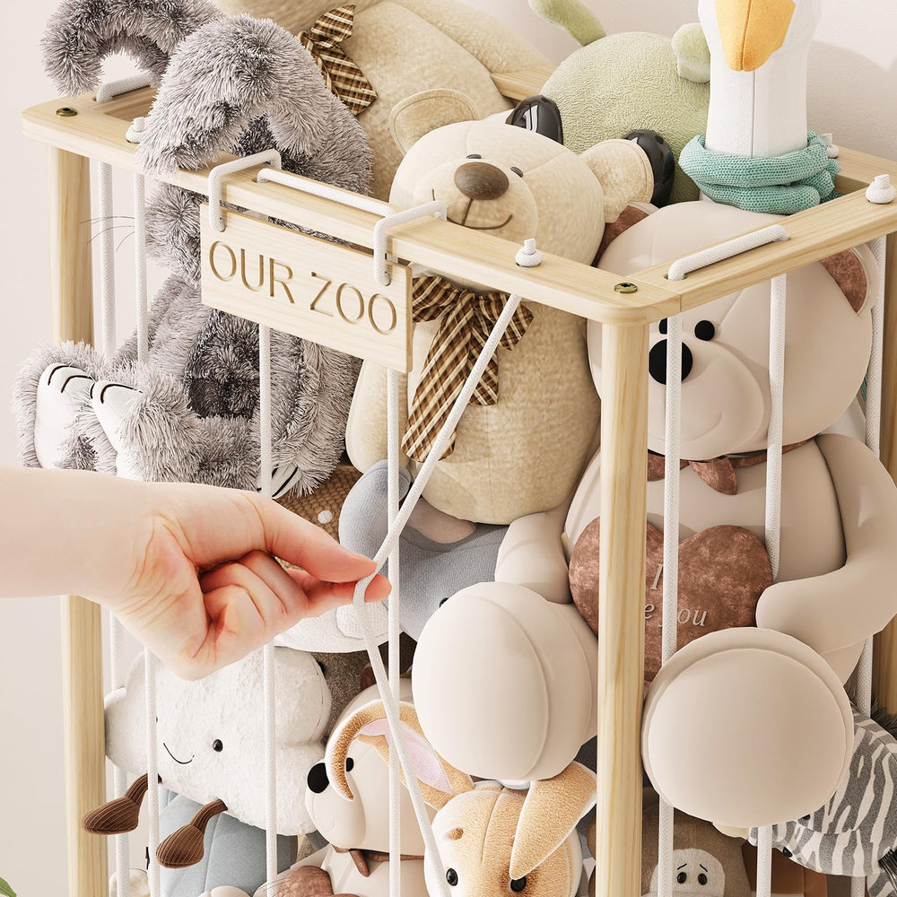 EXPERLAM stuffed animal zoo solid pine wood construction with natural finish