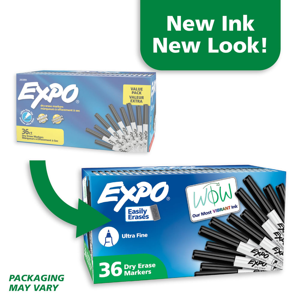EXPO dark black ink visible on whiteboard for clear visibility