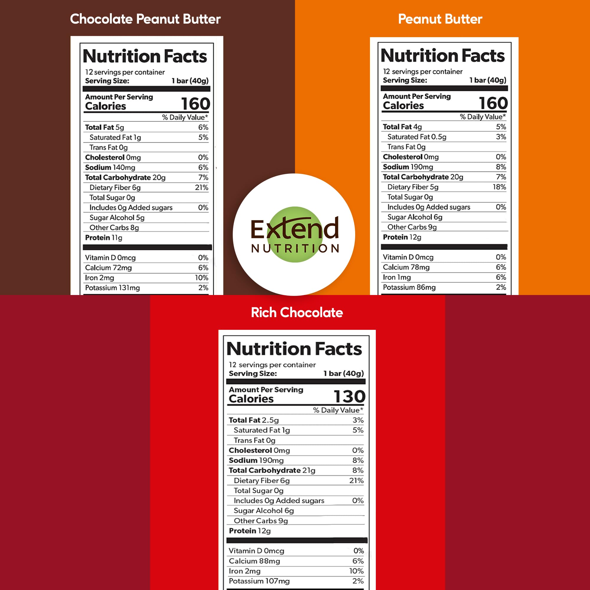 Extend Bar Chocolate Peanut Butter bars collection—high protein on-the-go.