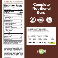 Extend Bar chocolate peanut butter close-up highlights creamy texture.