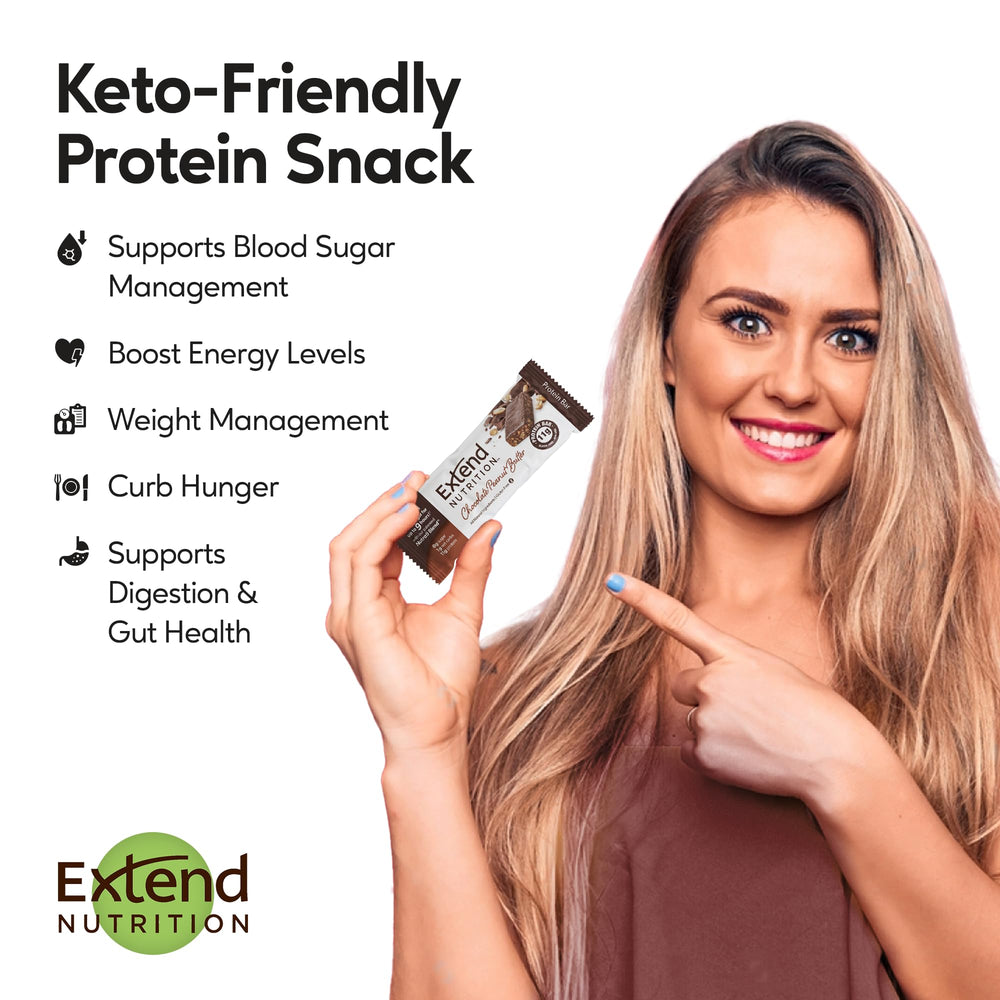 Extend Bar nutrition facts emphasize zero sugar and protein.