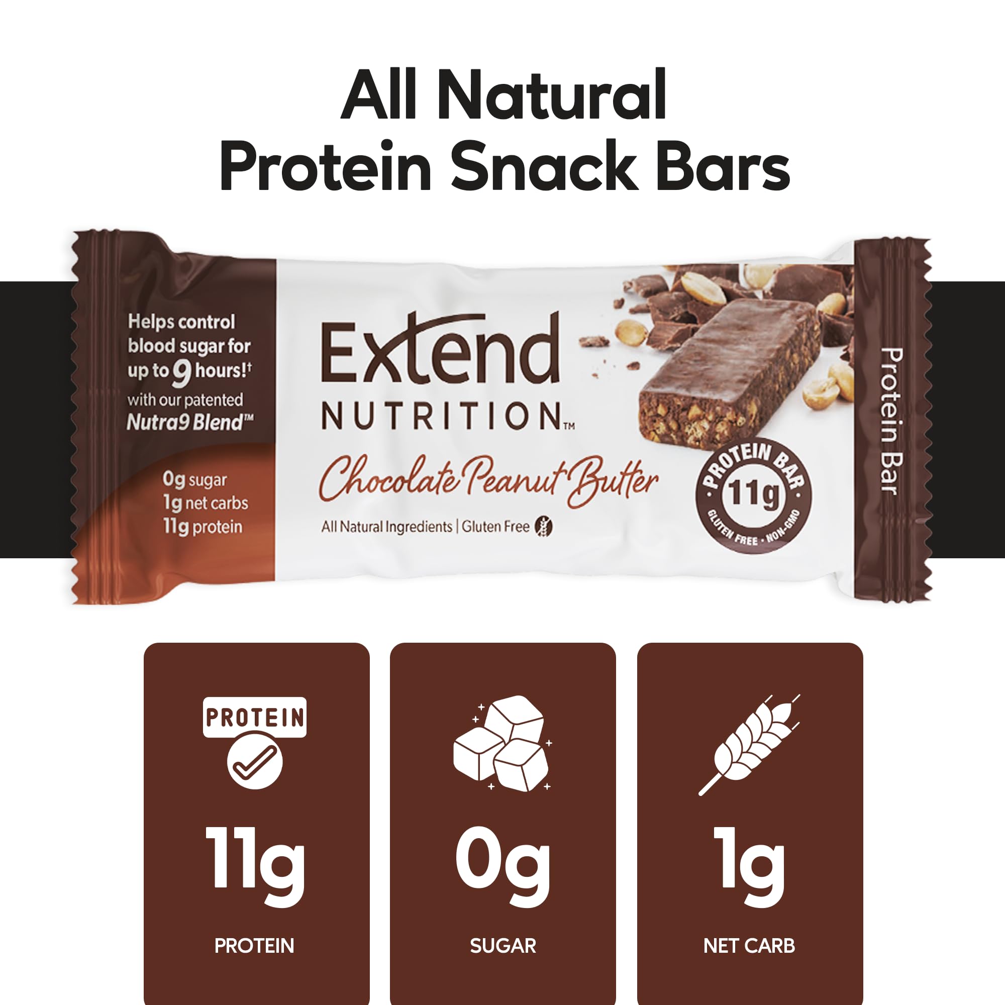 Extend Bar served on plate with nuts for a balanced snack.