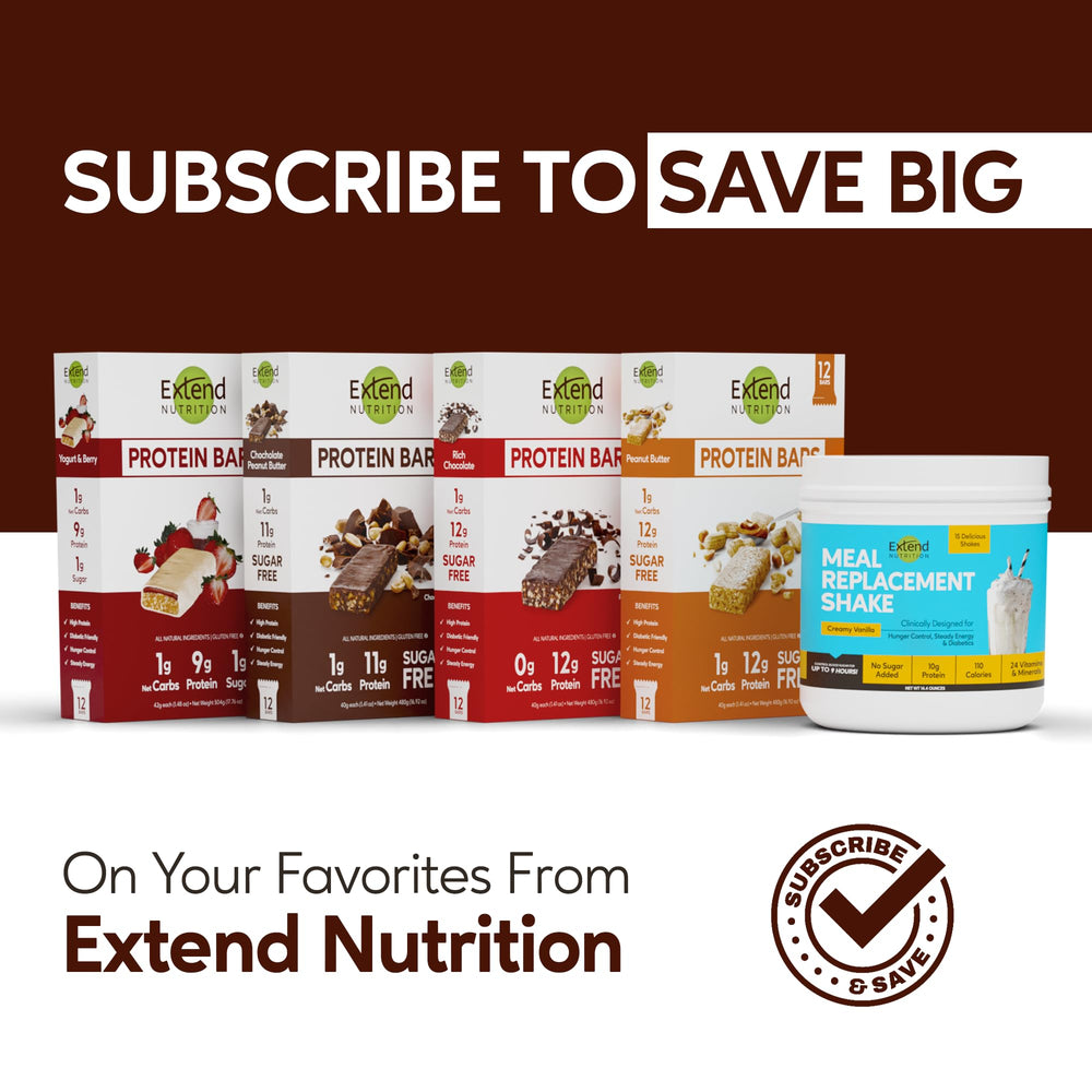 Extend Bar Variety Pack front—12-bar mix for balanced snacks.