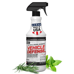 Exterminators Choice Vehicle Defense Spray bottle protects car engine from critters.