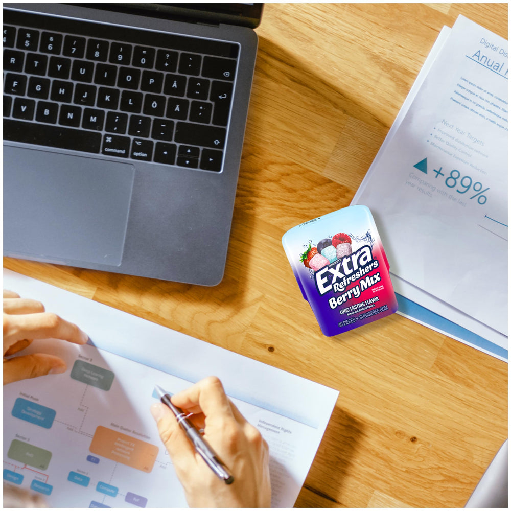 Sugar-free gum on-pack for convenient, guilt-free chewing.