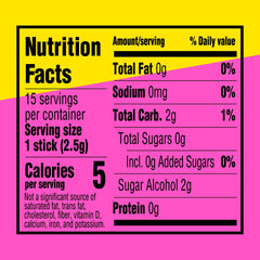 Extra Pink Lemonade Gum inner pack back highlights 15 sticks per pack for easy sharing.