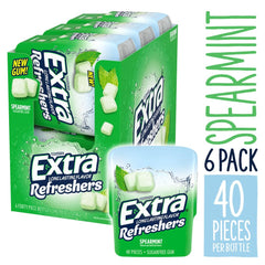 Extra Refreshers Spearmint gum on desk setup for quick refresh.