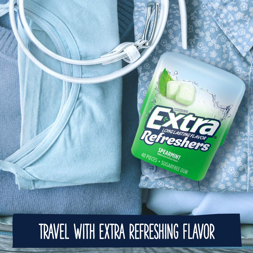 Extra Refreshers Spearmint gum variety flavors display invites taste exploration.