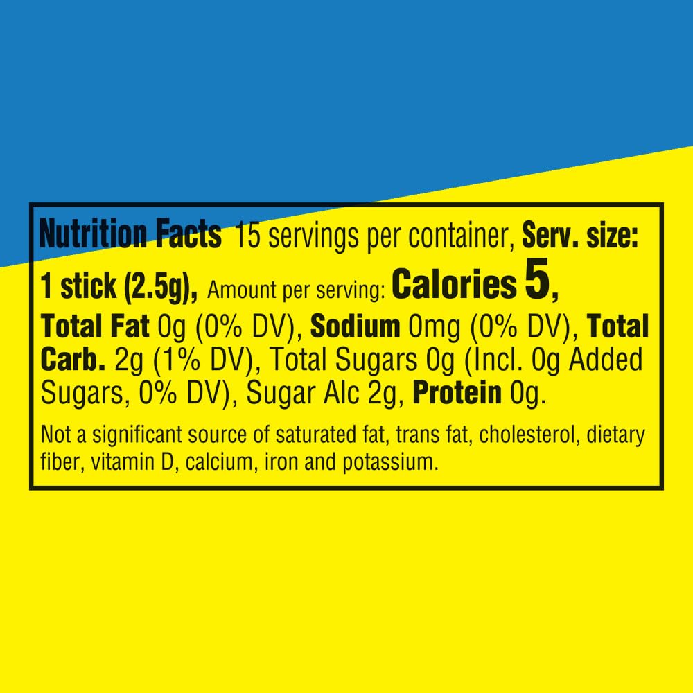Extra Sours blue raspberry stick closeup highlights bold sour notes without sugar.