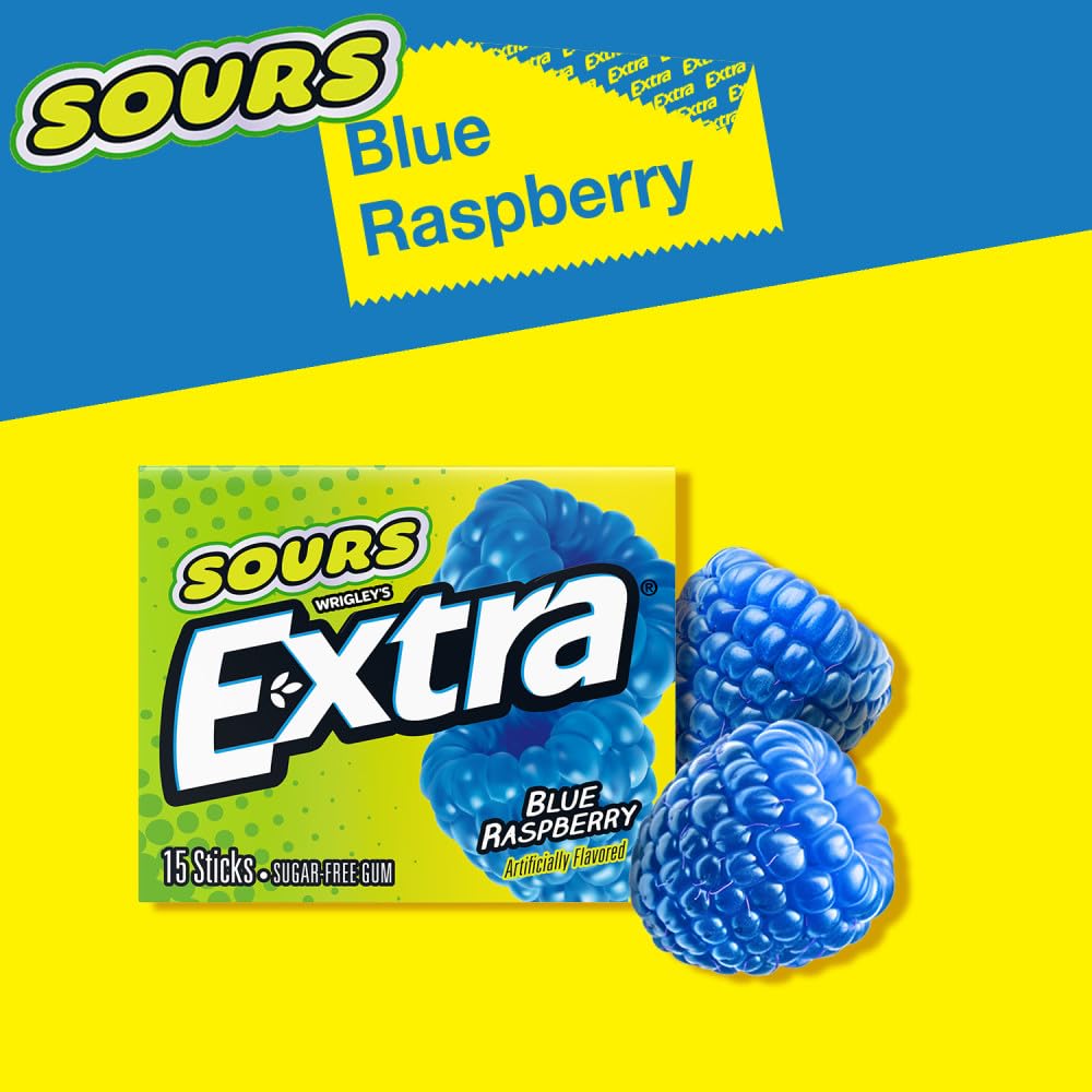 Extra Sours pack in bag shows convenient 15-stick option for daily use.