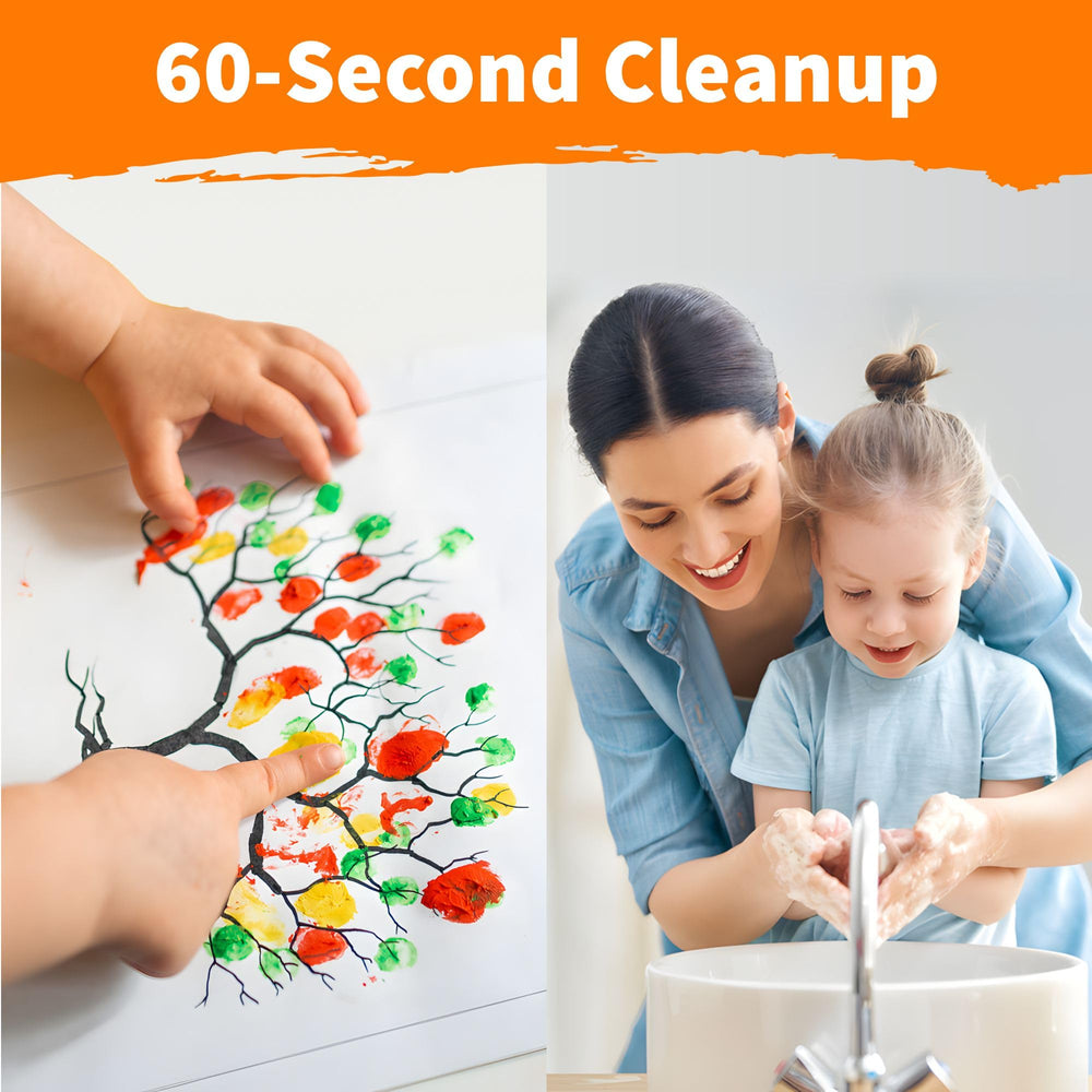 EXTRIC kids' hands finger-painting demonstrates mess-free play.