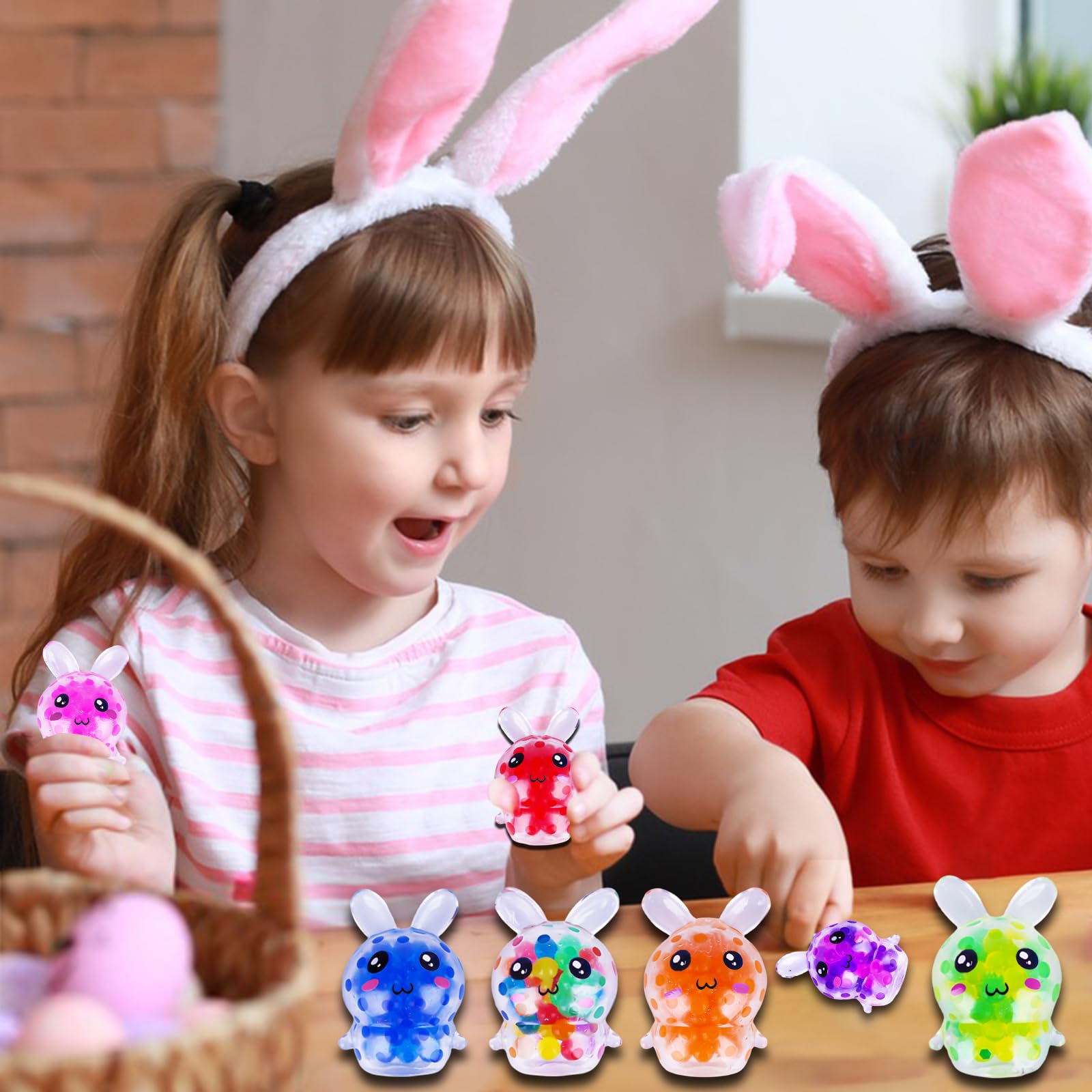 Exun Easter Bunny squish ball creates cute Easter decor and smiles.