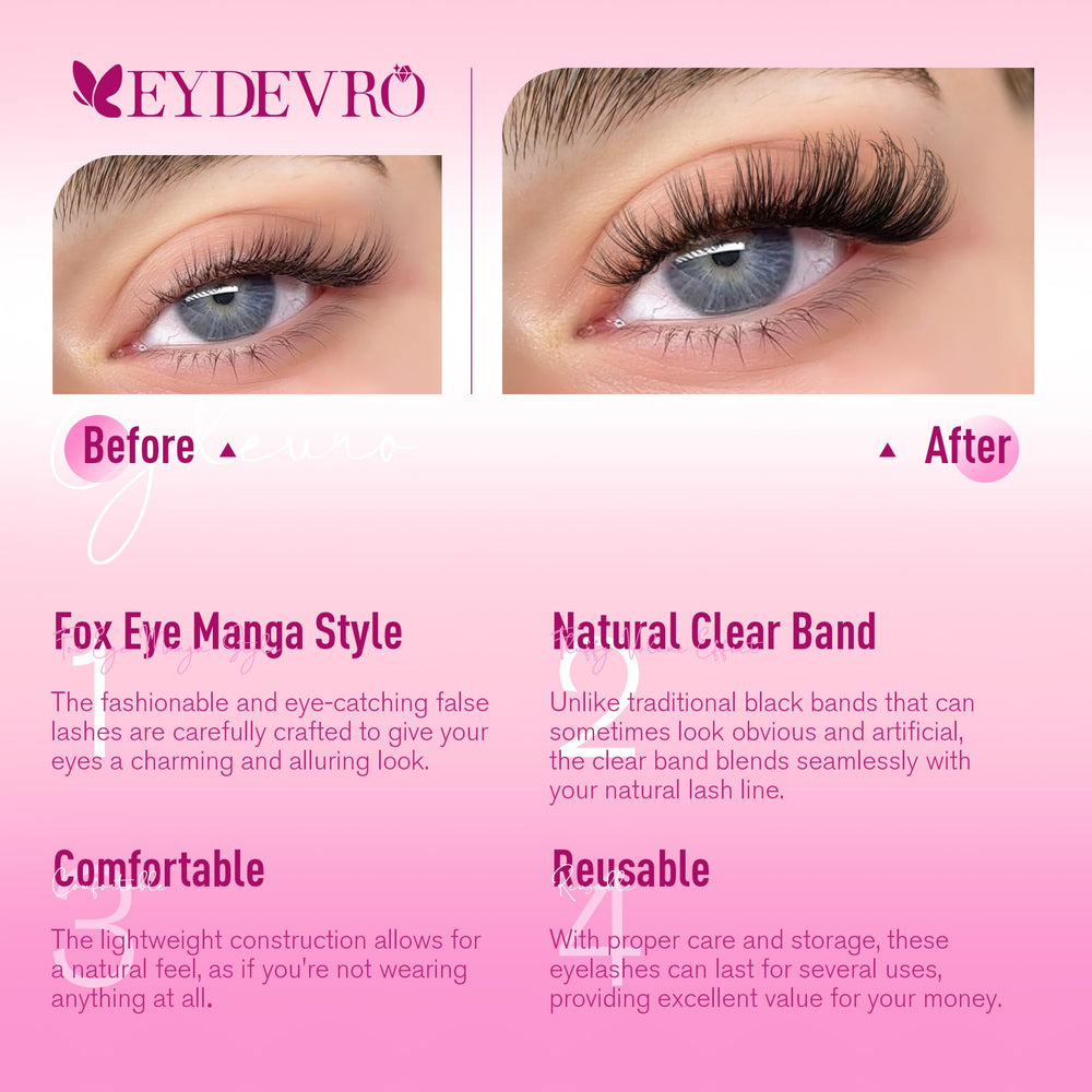 EYDEVRO clear band lashes blend seamlessly for natural-looking enhancement.