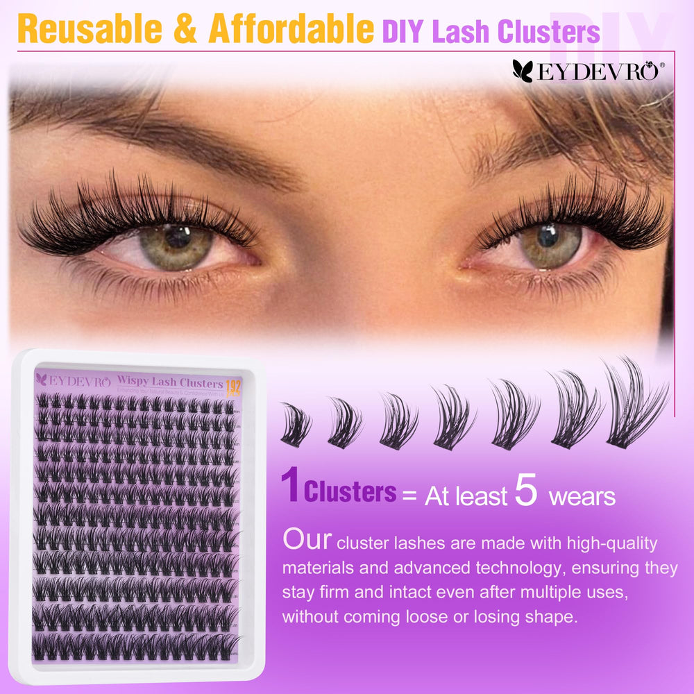 Close-up detail of wispy lashes blending with natural lashes