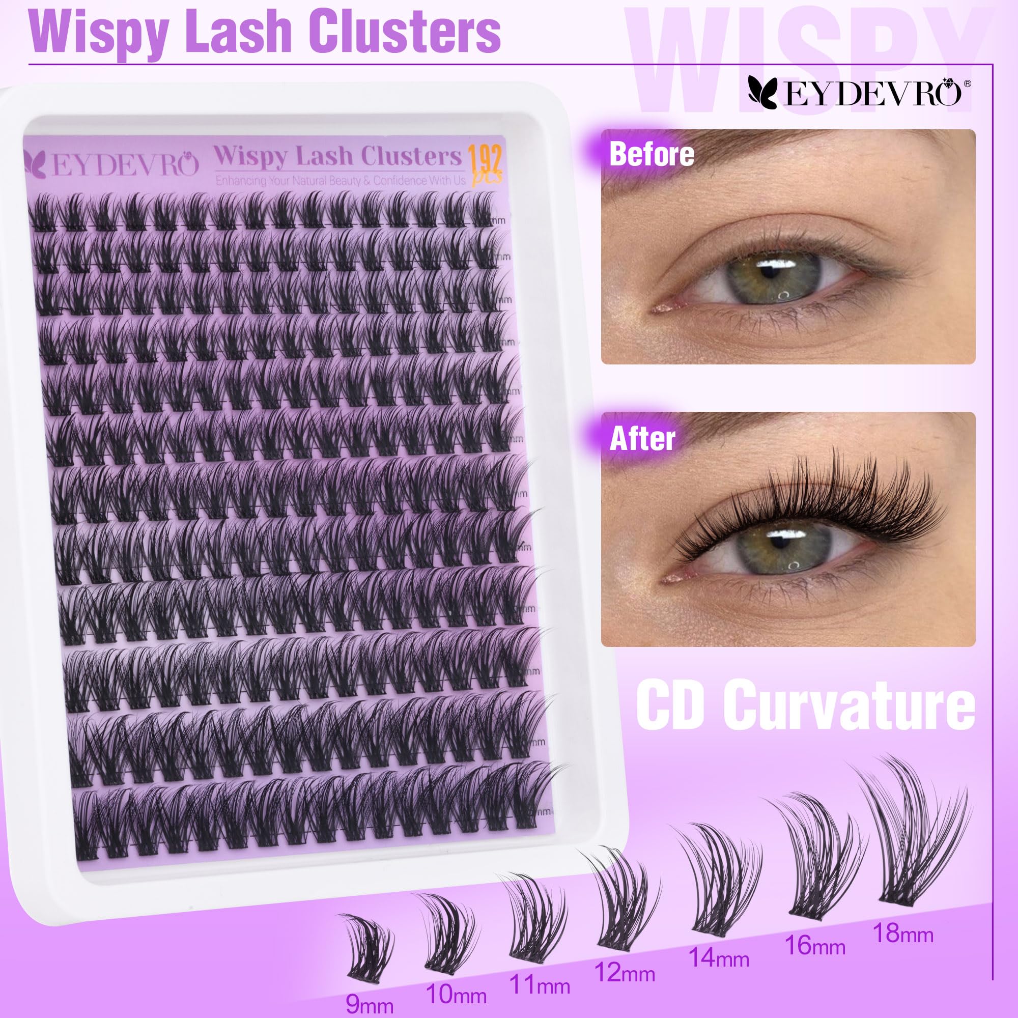 DIY lash extension application with EYDEVRO clusters