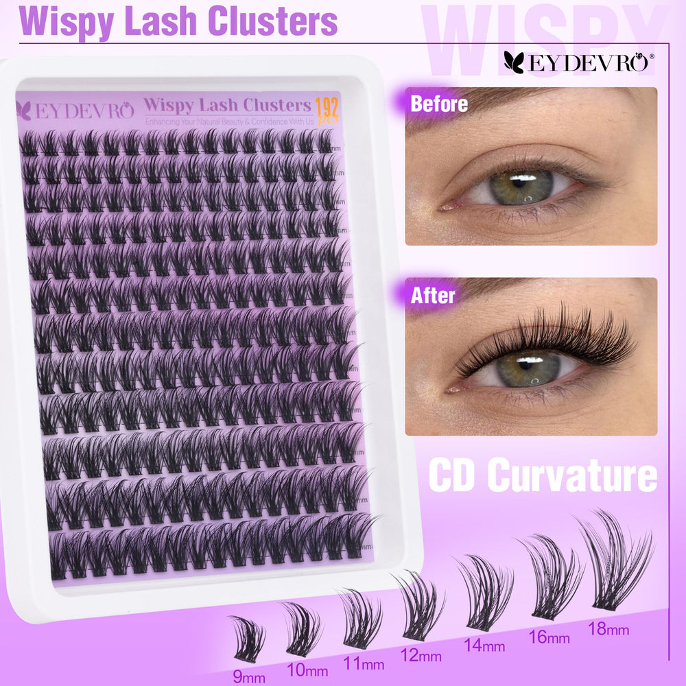 DIY lash extension application with EYDEVRO clusters
