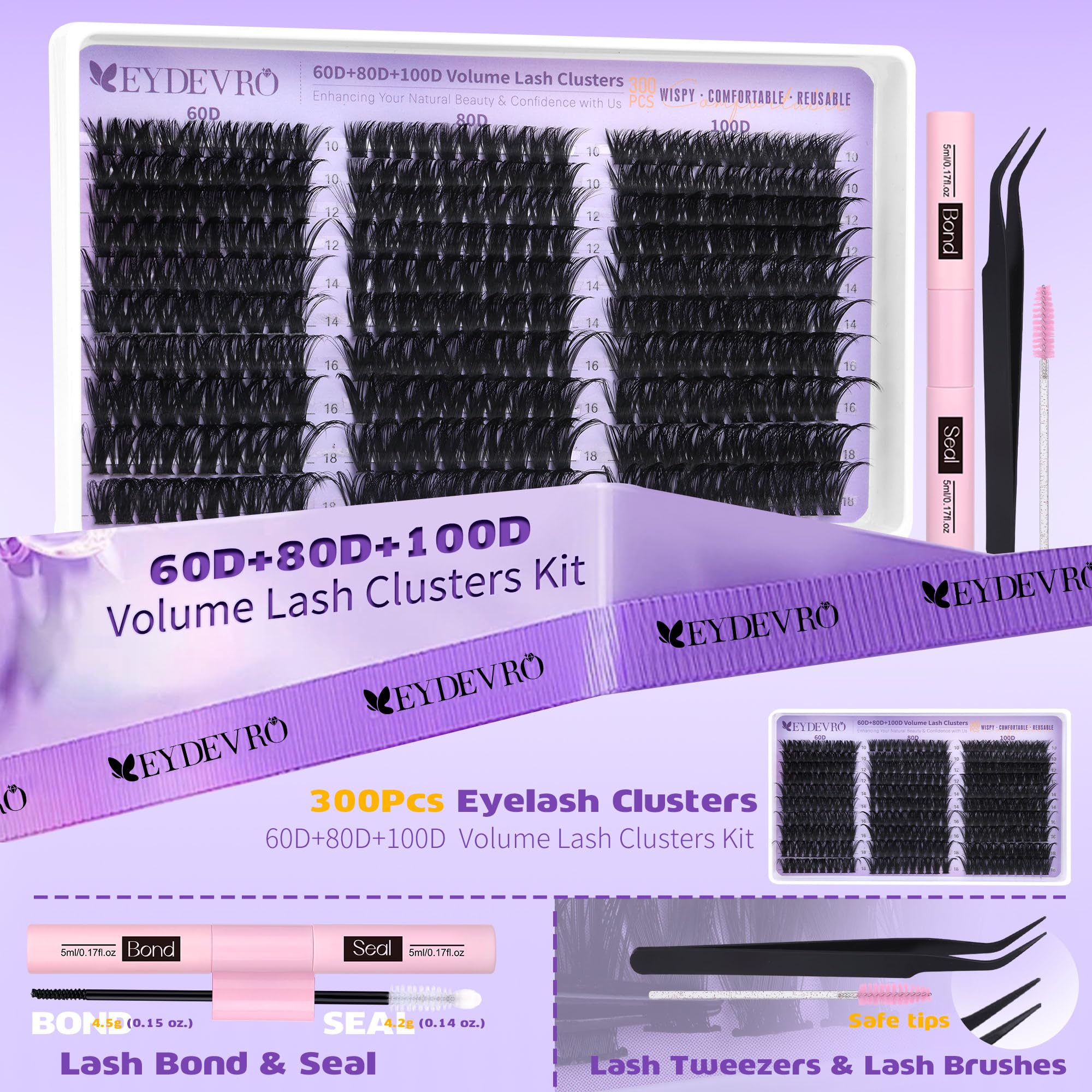 EYDEVRO soft-bristle brushes simplify styling and lash separation