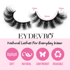 EYDEVRO Mink Lashes on-eye for a soft, everyday natural look with subtle definition.