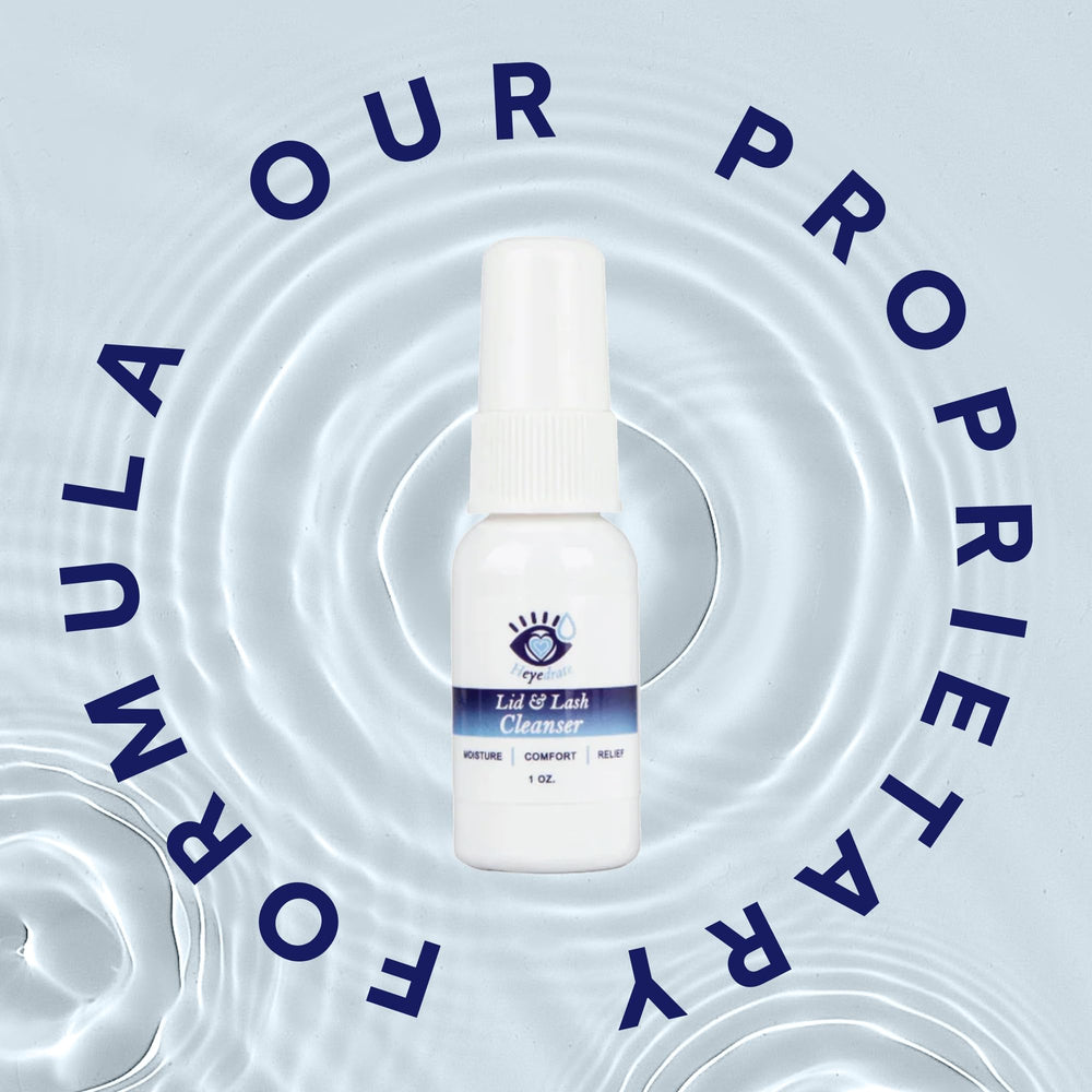 Eye Love Lid and Lash Cleanser after-use scene suggests refreshing relief.