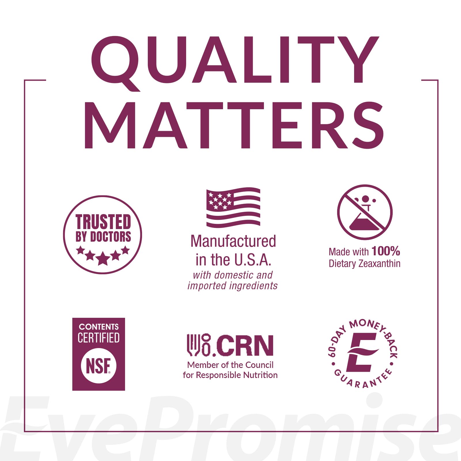EyePromise Macular Health Complete ingredients panel shows lutein and zeaxanthin for vision support.