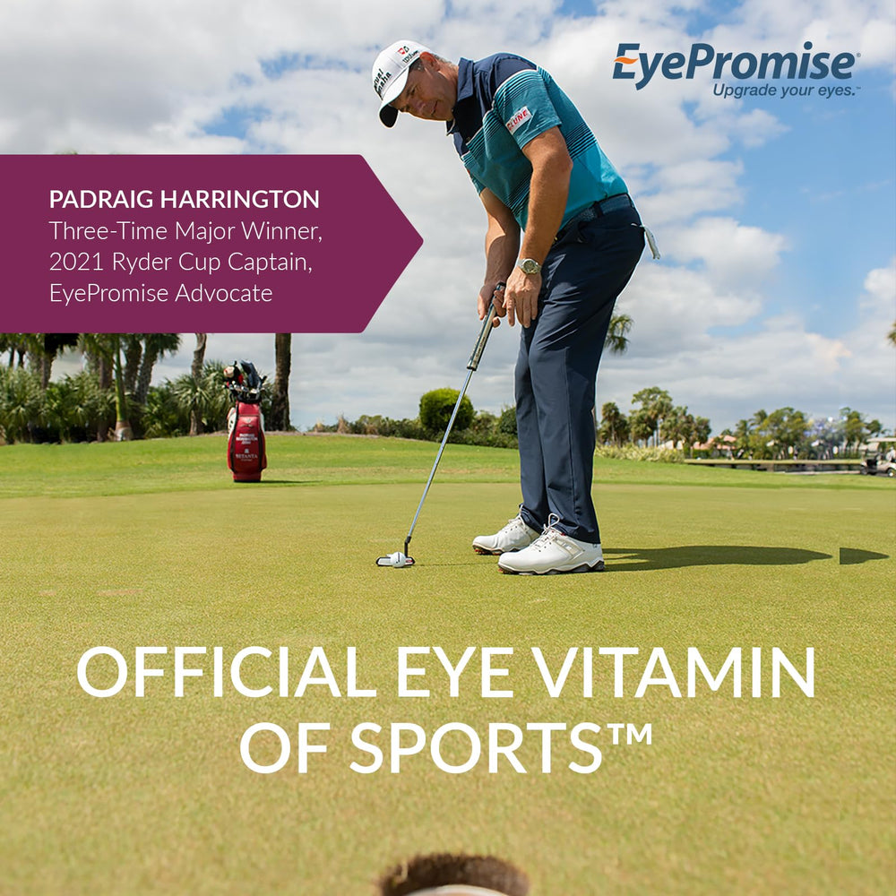 EyePromise Macular Health Complete close-up highlights lutein and zeaxanthin, supporting visual clarity.