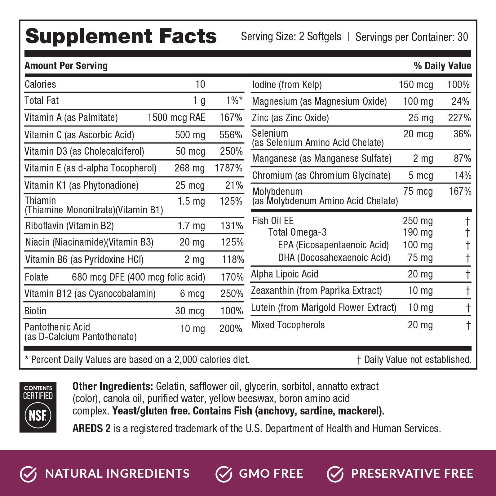 EyePromise Macular Health Complete packaging conveys 60 softgels for a month of nourishing daily eye care.