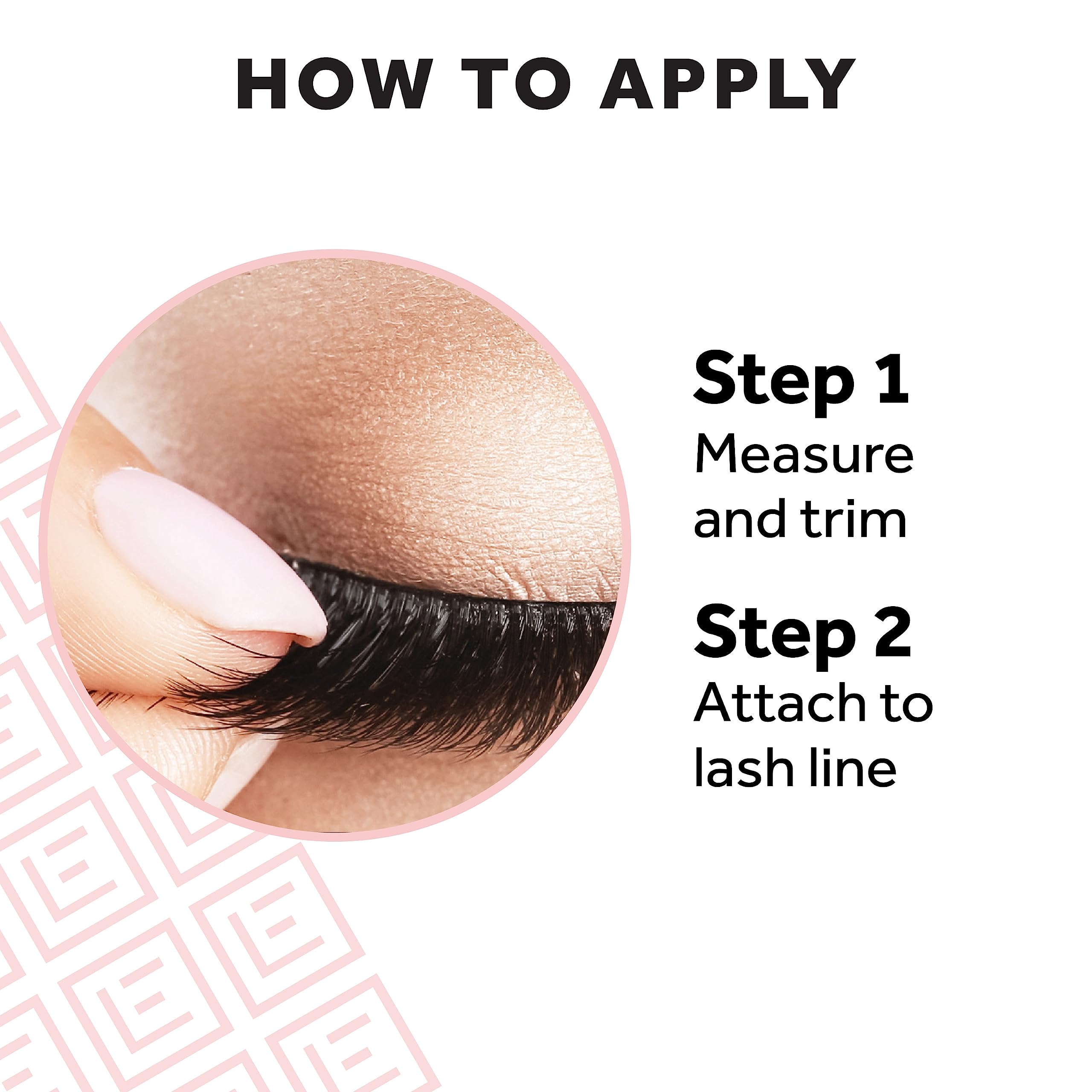 Center-eye guide helps precise lash placement for balanced look.