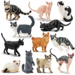 EYSCOTA 12-piece cat figurines set for imaginative play and display.