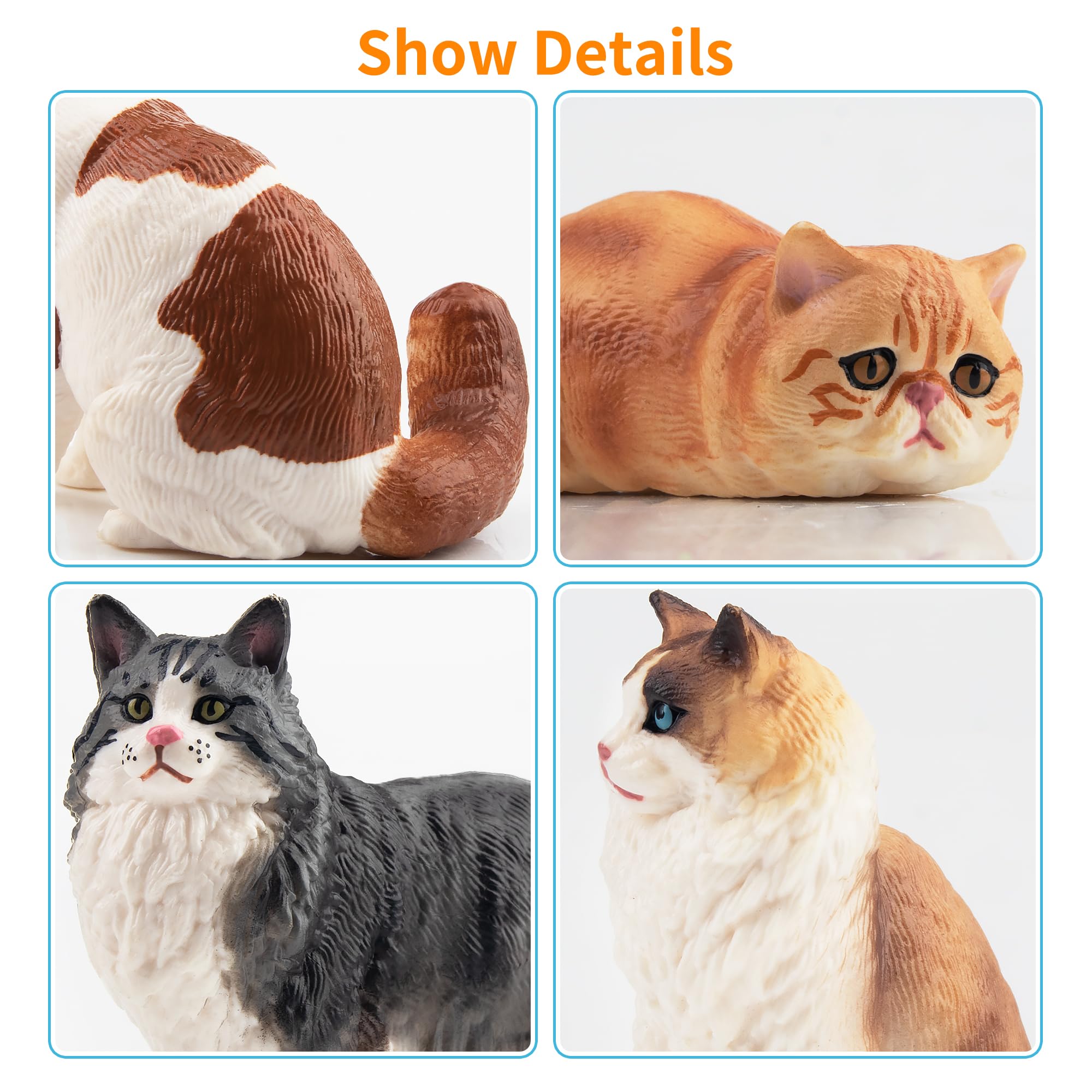 EYSCOTA Norwegian Forest cat figurines with detailed fur texture for tactile play
