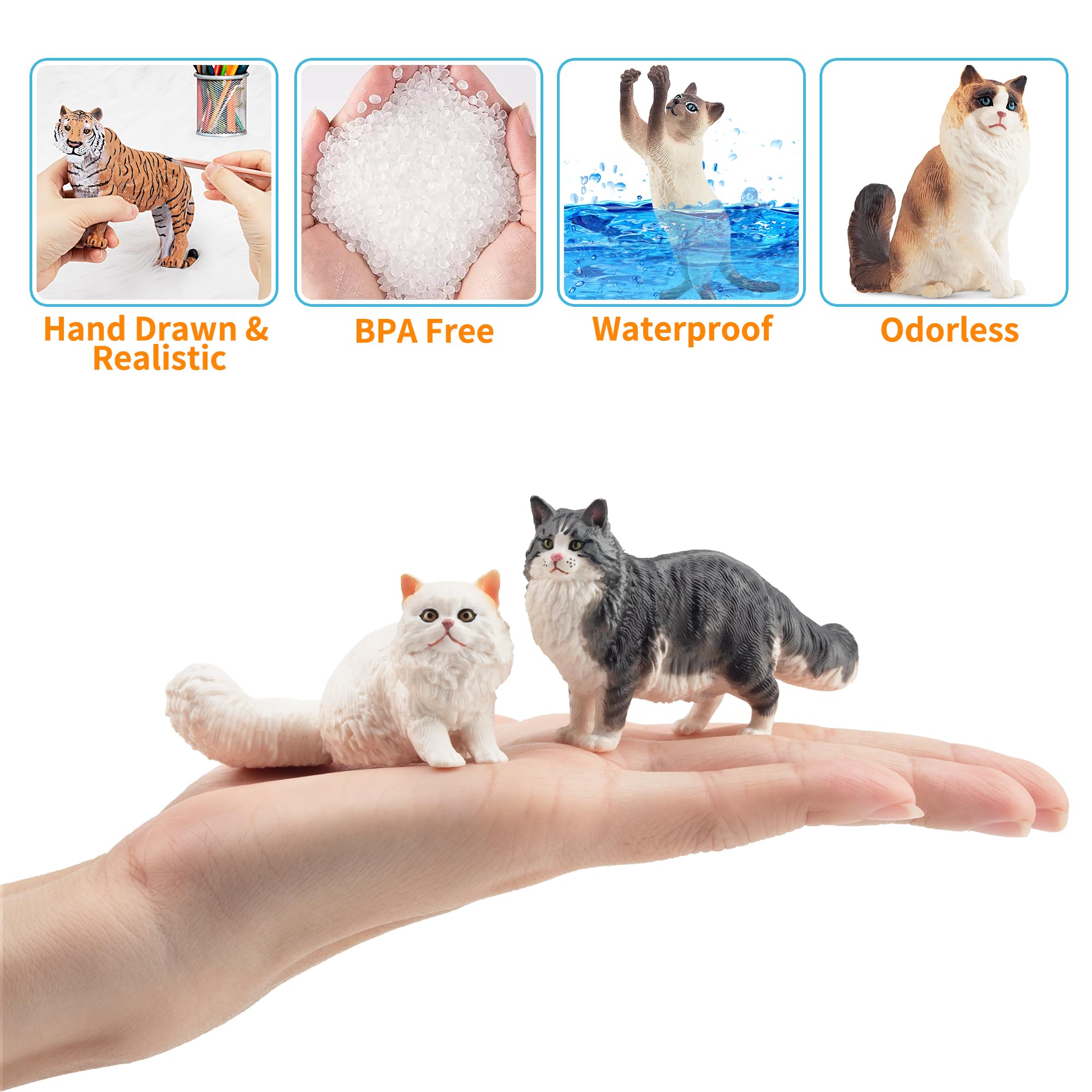 EYSCOTA Persian cat figurines with soft finish for close-up crafts