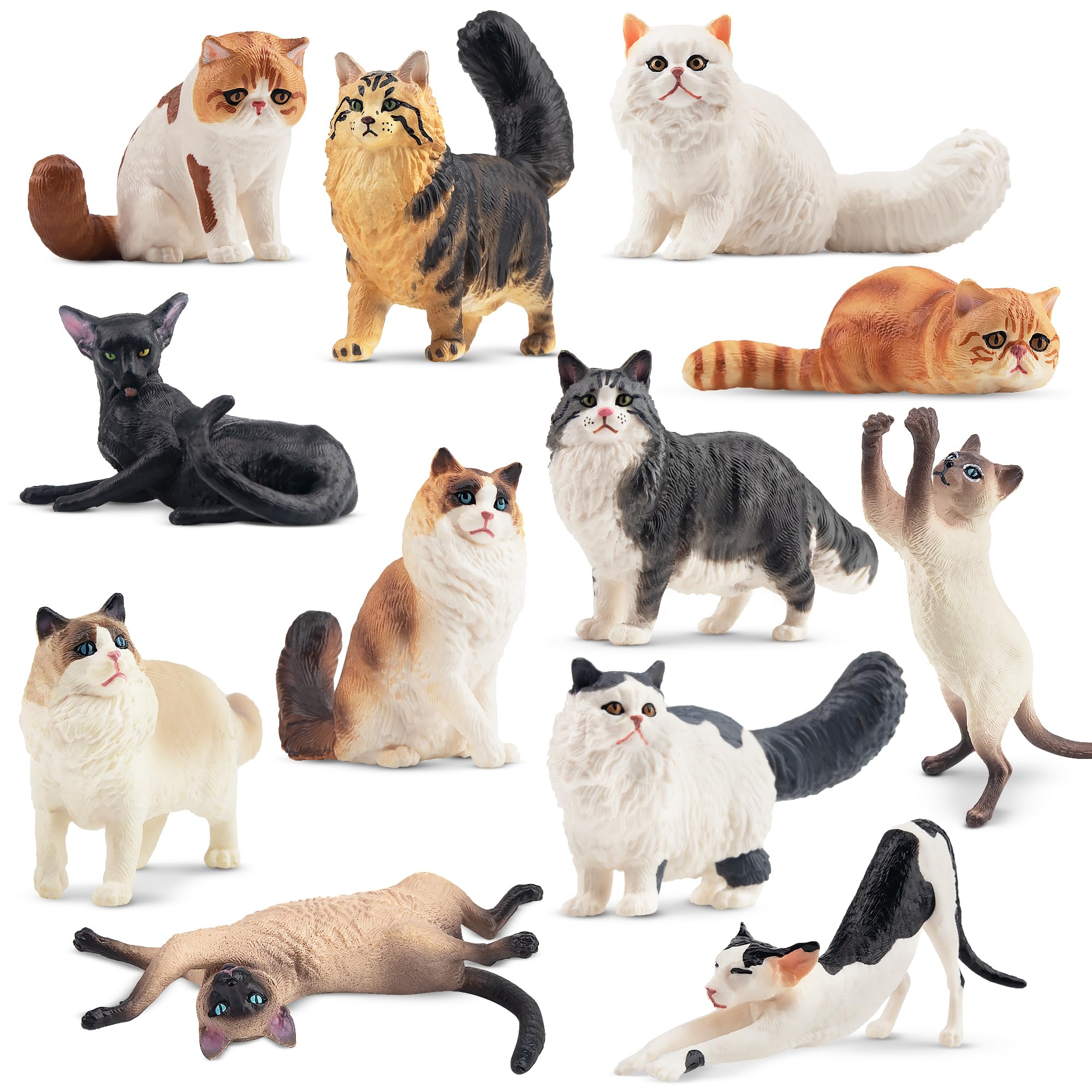 EYSCOTA ragdoll cat figurines in a playful pose for imaginative play