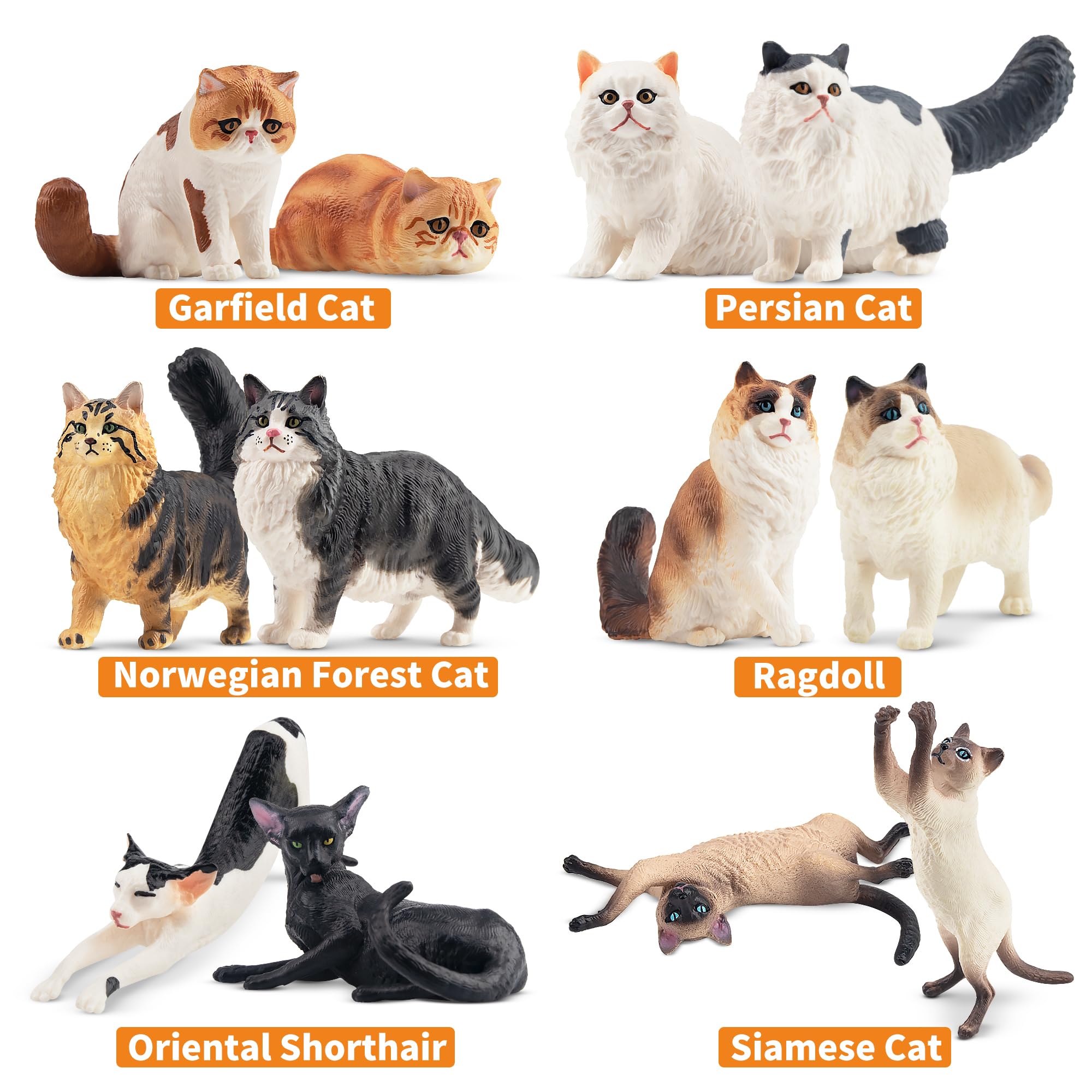 EYSCOTA ragdoll cat figurines pose two for display and storytelling