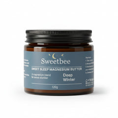 EYUTRD SweetBee Deep Winter Magnesium Butter bottle pour for nighttime relaxation.
