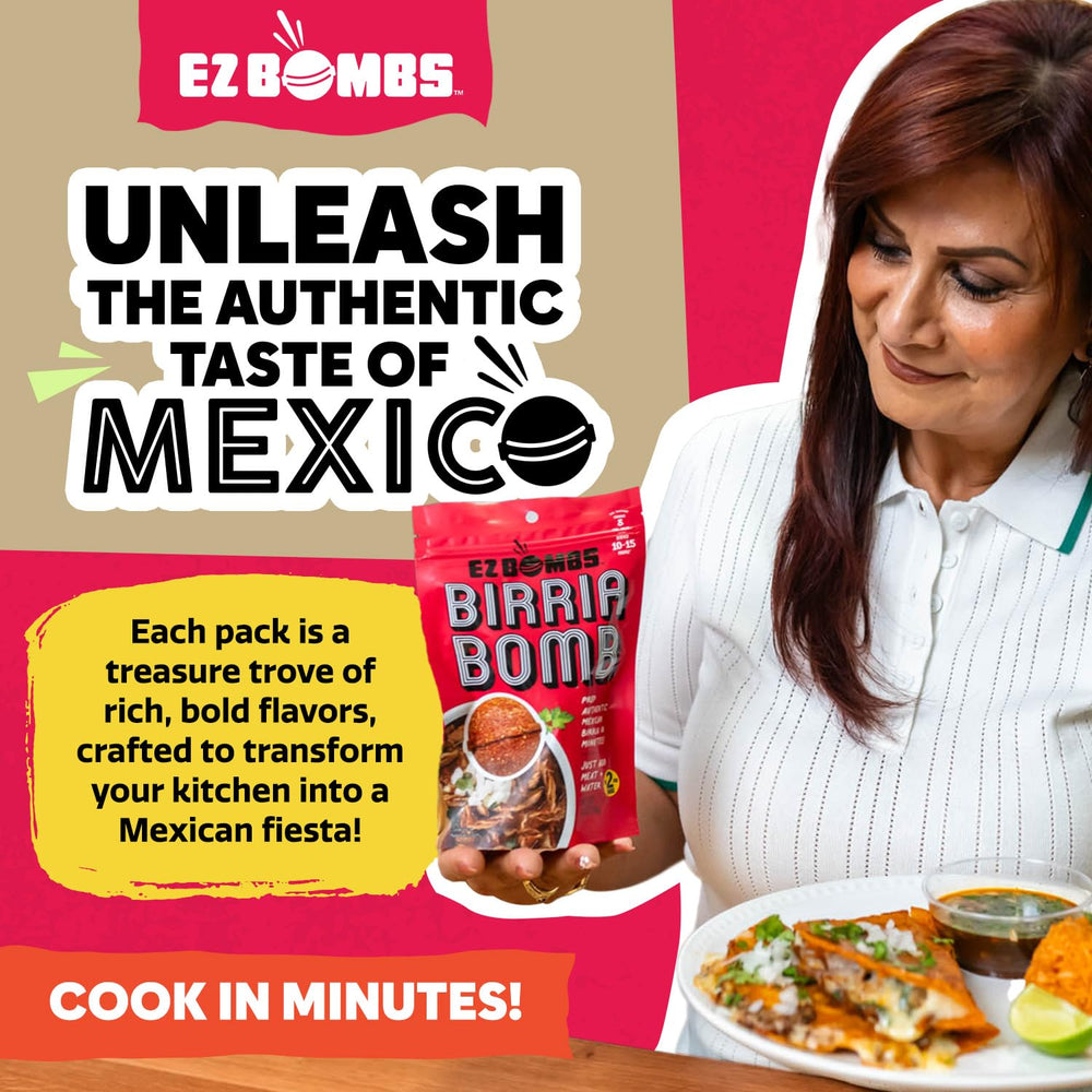 EZ Bombs Birria Bomb simmer image with meat cooking to tenderness.