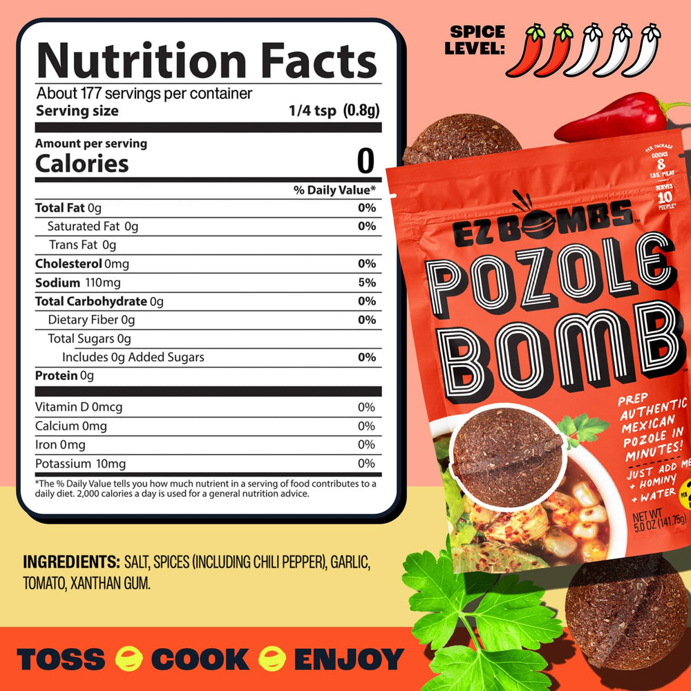 Close-up of real chiles, herbs and spices in EZ Bombs Pozole Bomb.