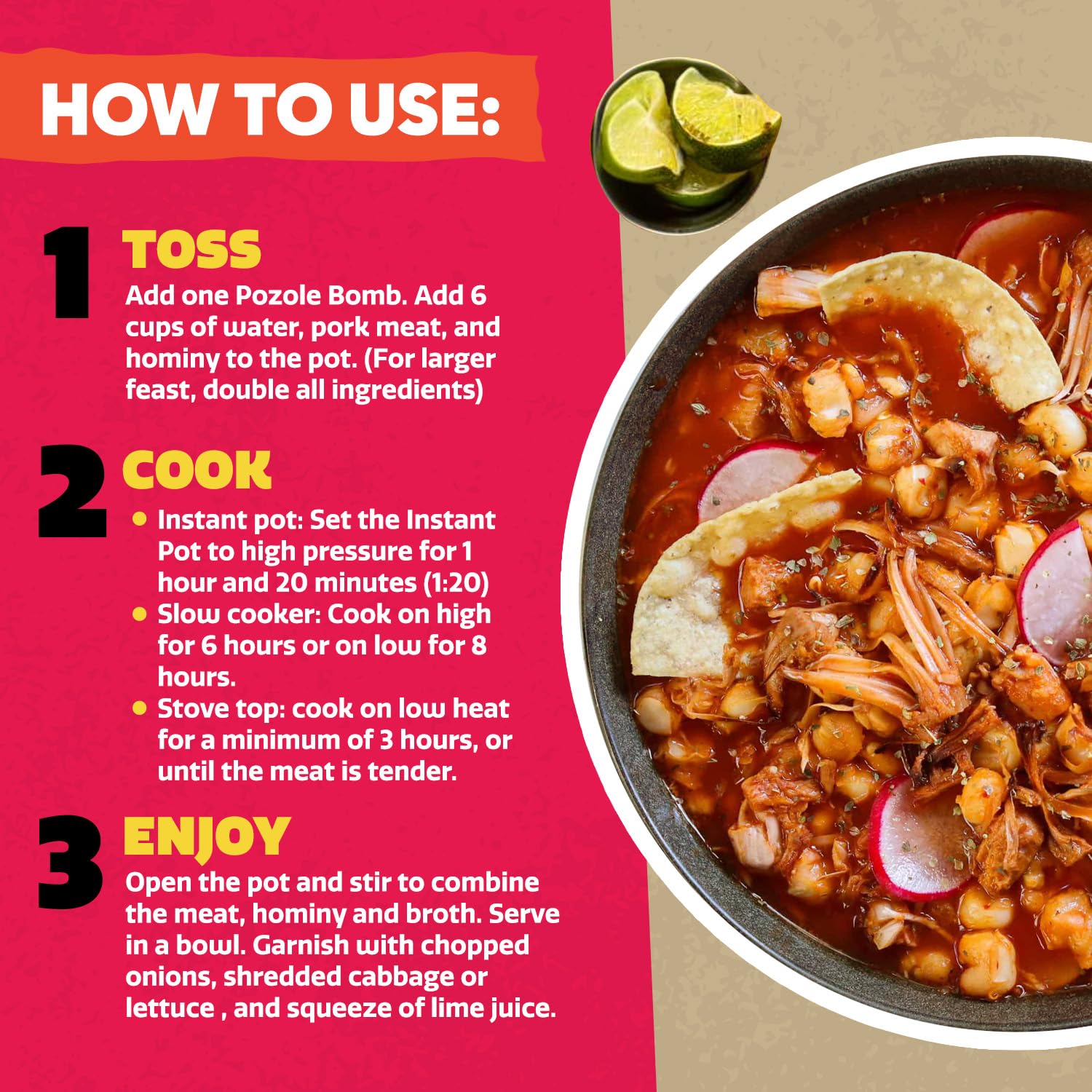 Pozole simmering on the stove with EZ Bombs Pozole Bomb seasoning.