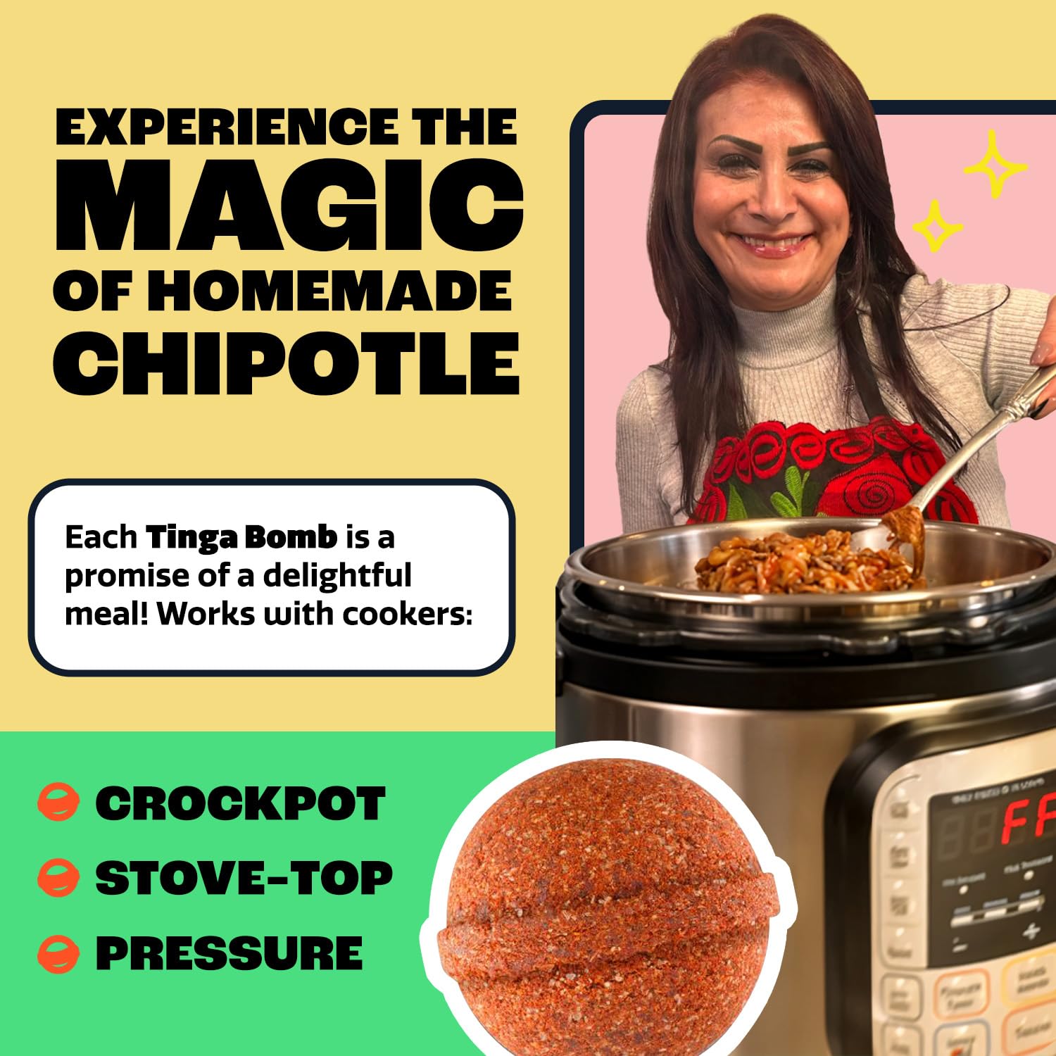 EZ Bombs Tinga Bomb ingredients spread highlights smoky, tangy, and savory profile.