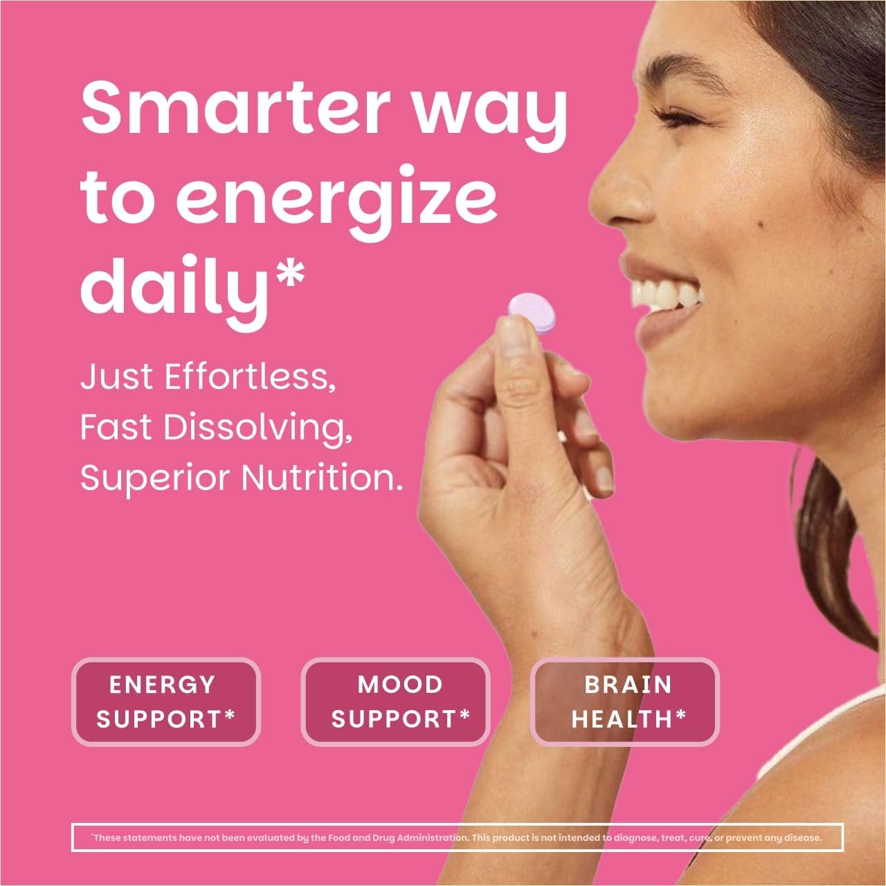 EZ Melts B12 dissolving tablet on tongue demonstrates fast absorption.