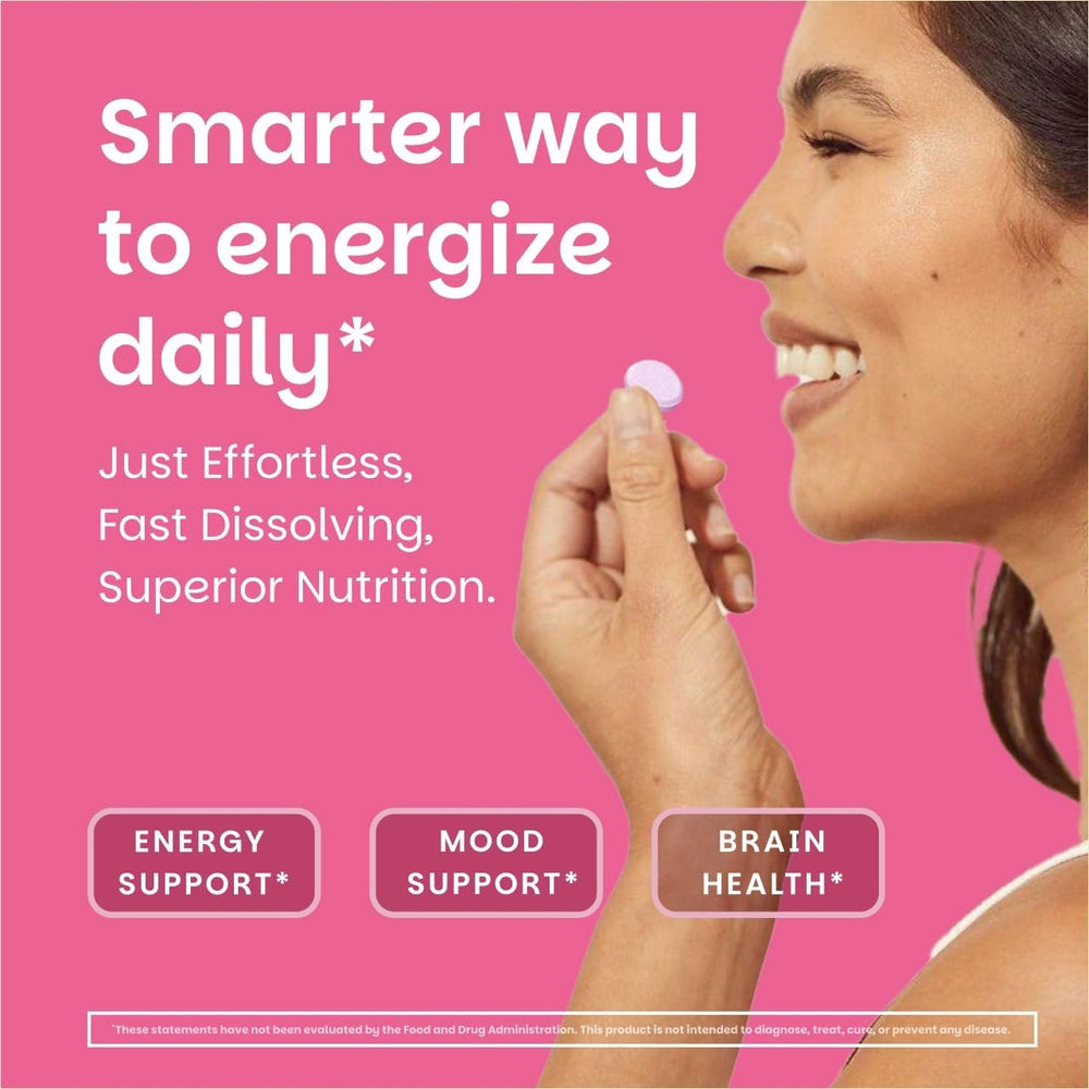 EZ Melts B12 dissolving tablet on tongue demonstrates fast absorption.