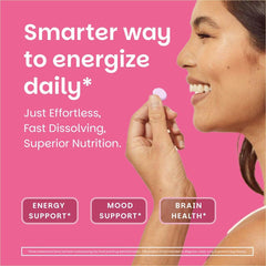 EZ Melts B12 dissolving tablet on tongue demonstrates fast absorption.