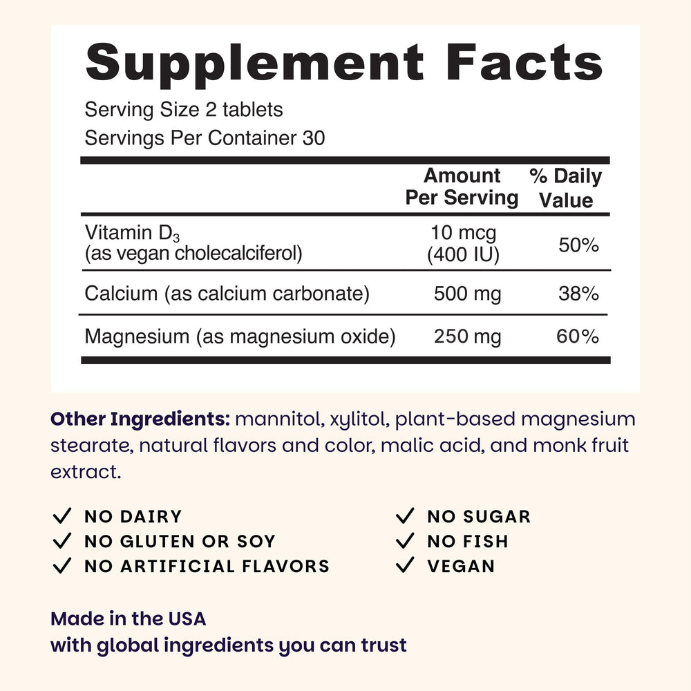 EZ Melts Calcium & Magnesium dissolvable tablets for heart and bone support on busy mornings