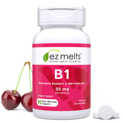 EZ Melts Vitamin B1 bottle—fast-dissolve tablets for daily energy.