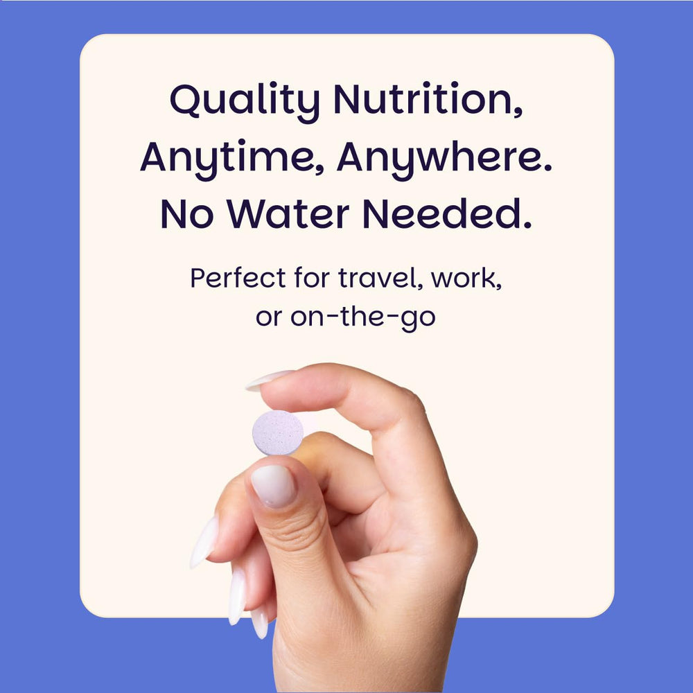 EZ Melts Multivitamin + Iron ingredients panel highlights essential vitamins.