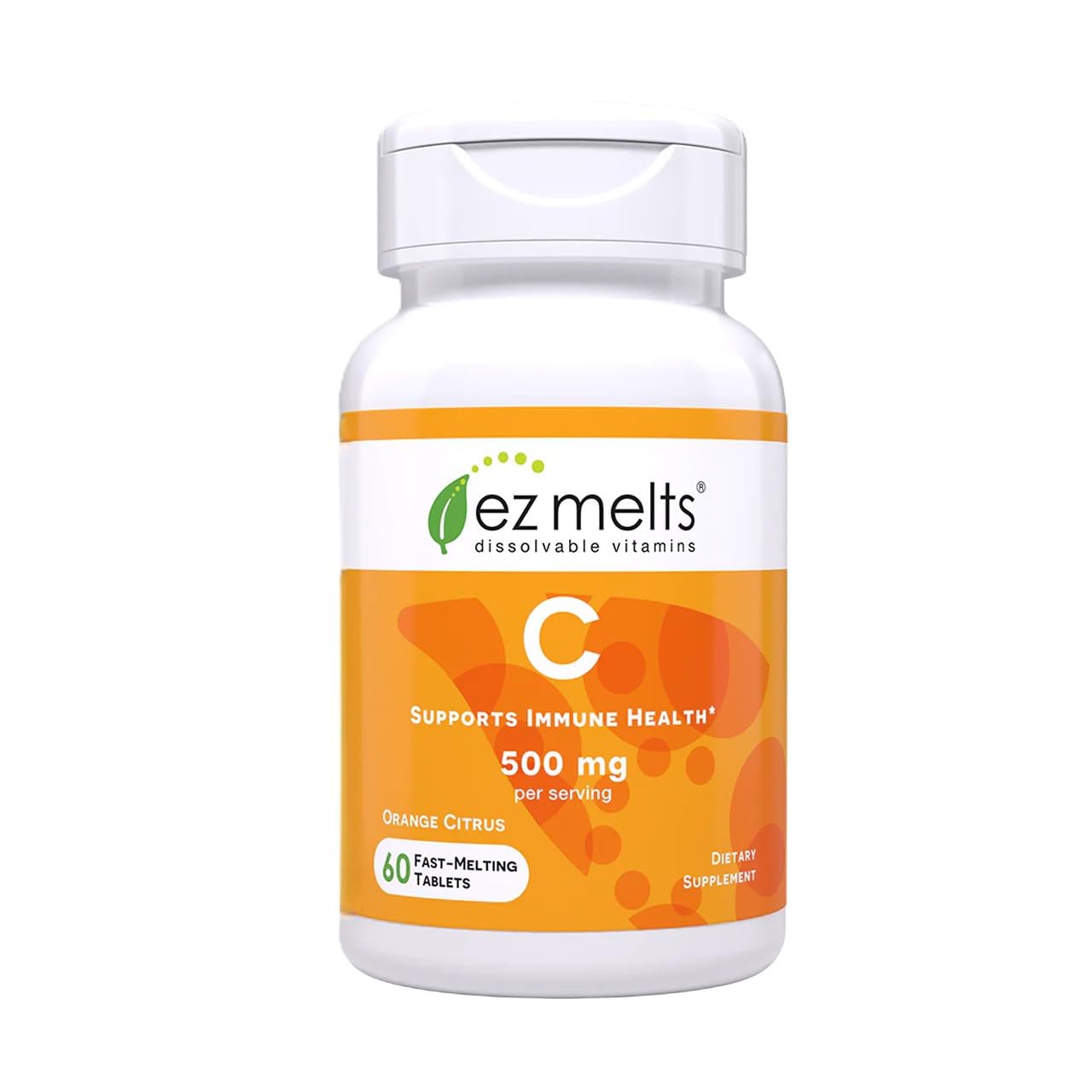 EZ Melts Vitamin C orange citrus bottle showing convenient daily immune support