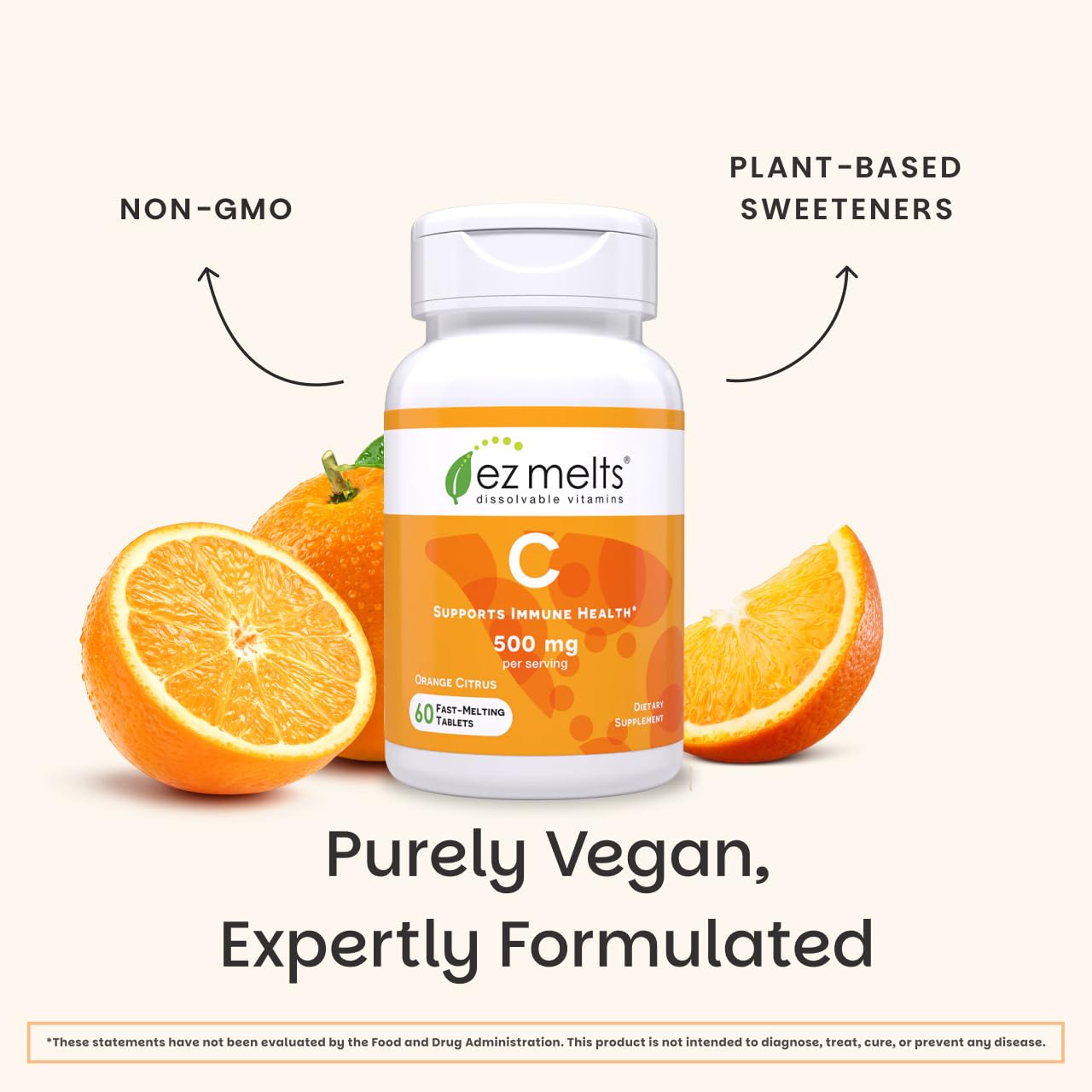 EZ Melts Vitamin C sugar-free label for health-conscious choice