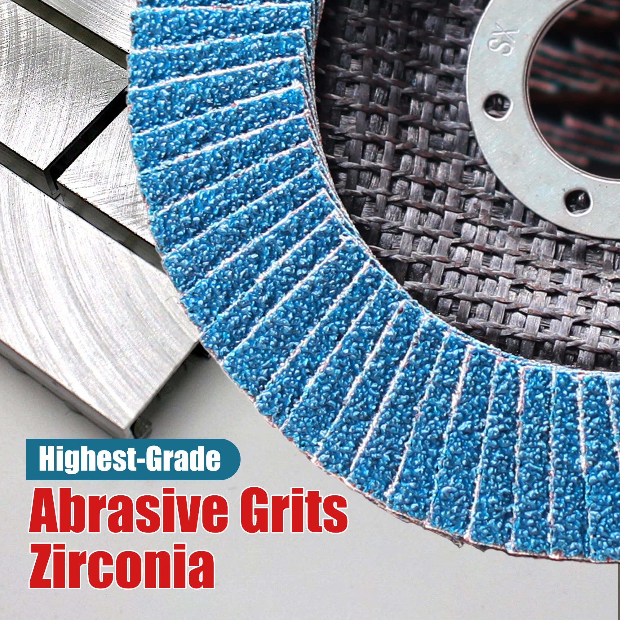 EZARC 40 grit flap disc removing weld reinforcement on metal.