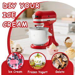 Ezato ice cream maker shows pre-frozen bowl for consistent texture and quality.