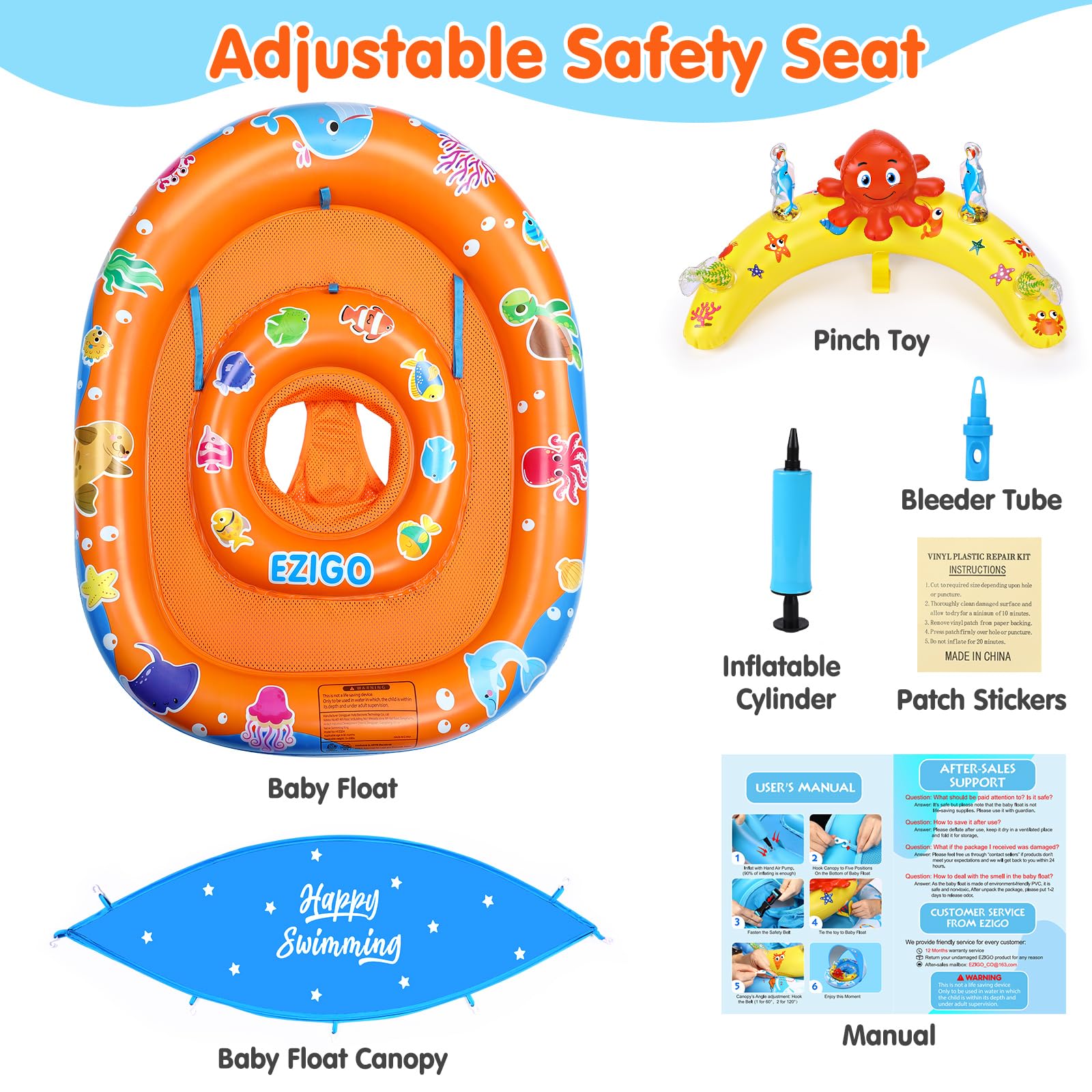 EZIGO pool float arrives in a gift-ready box for baby showers.