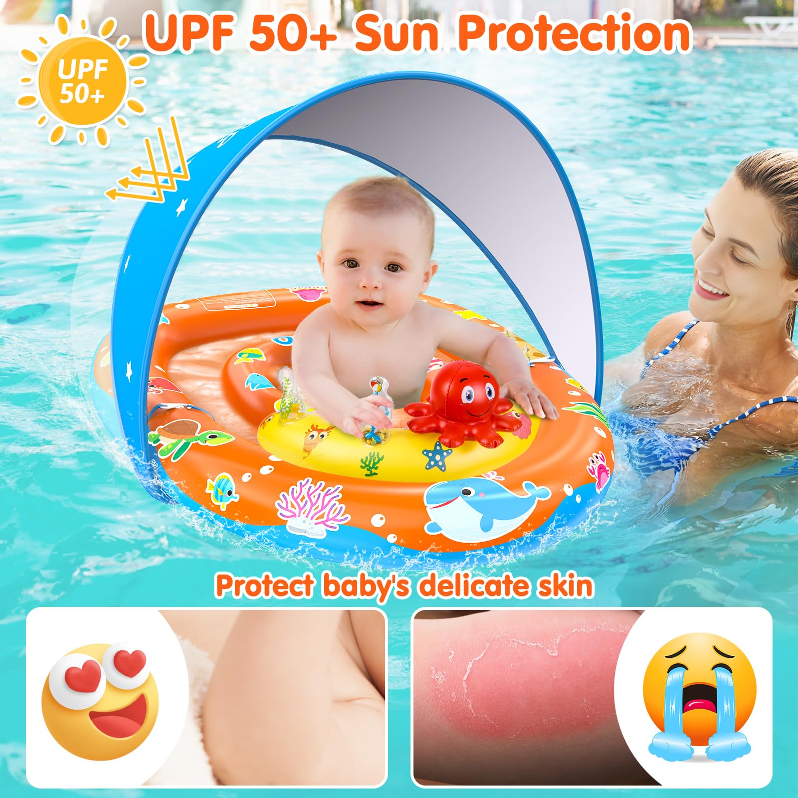 EZIGO float with sensory toys enhancing water play for infants.